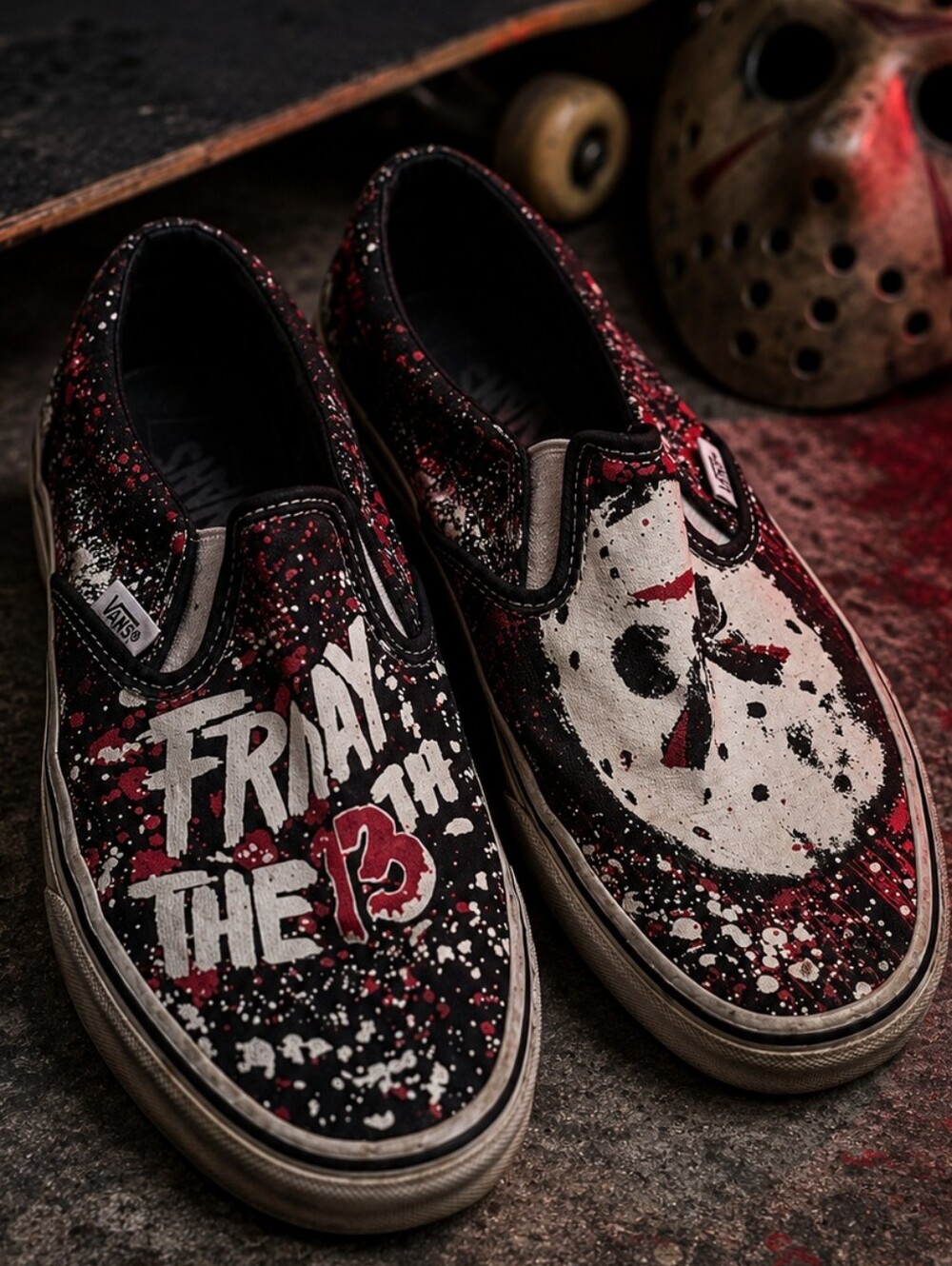 Vans Friday the 13th Jason Voorhees Horror Slip-On Shoes Men's 7.5 - Picture 1 of 9